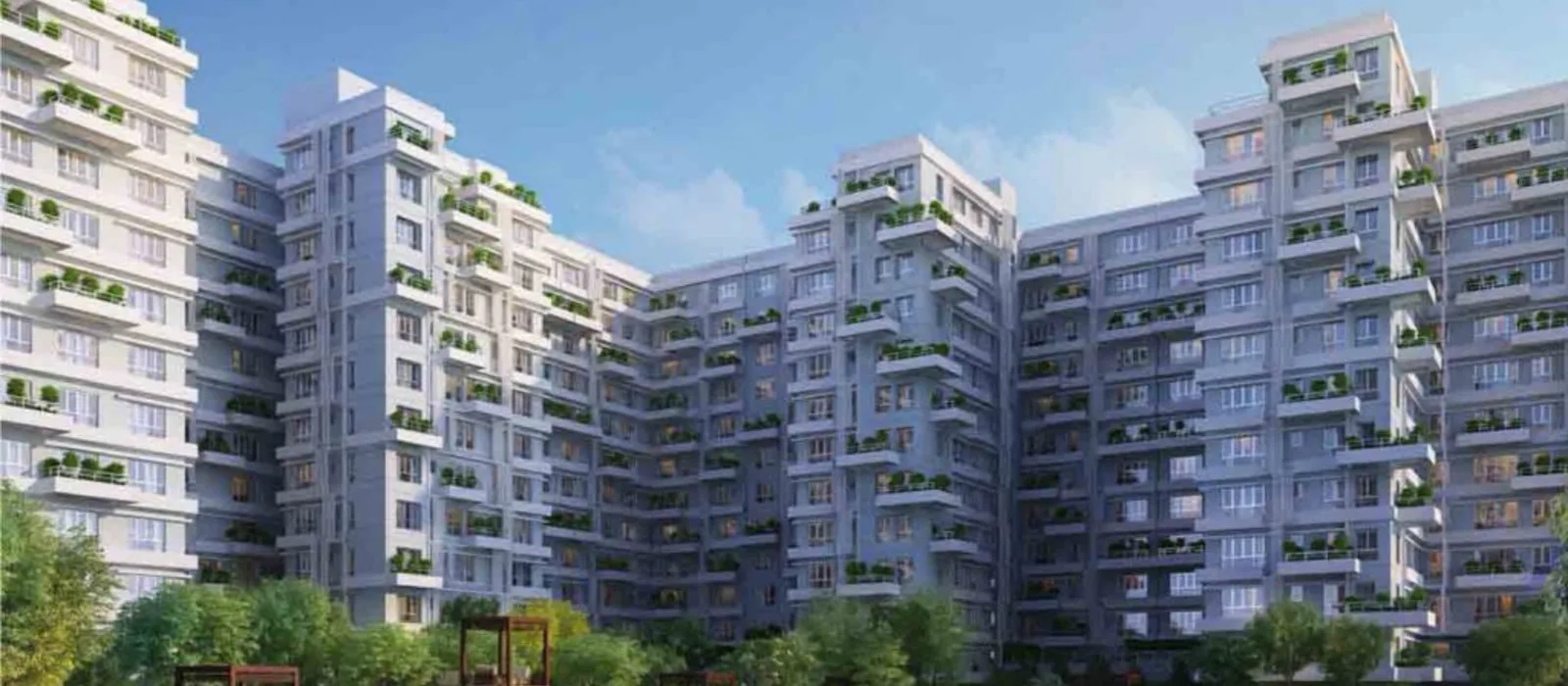 Prestige Sadahalli apartment towers with garden view